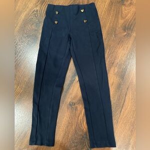 Zara kid's leggings navy blue Sz 9 years stretchy with golden heart buttons